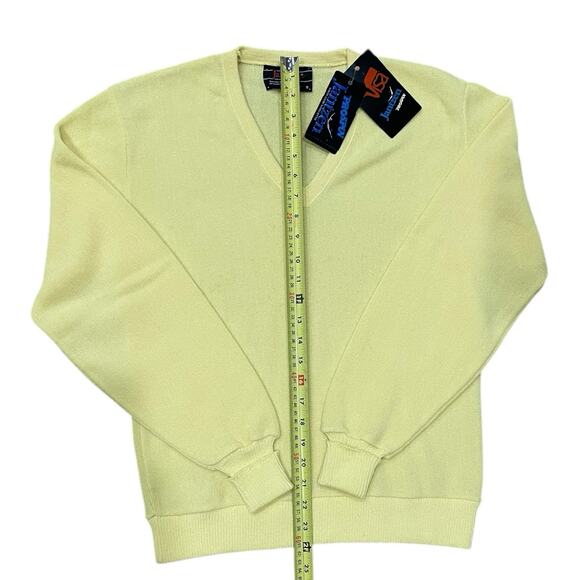 NWT Vintage Jantzen Yellow Sweater Size S Small V-Neck 90s 80s Pullover NEW USA - Picture 8 of 9